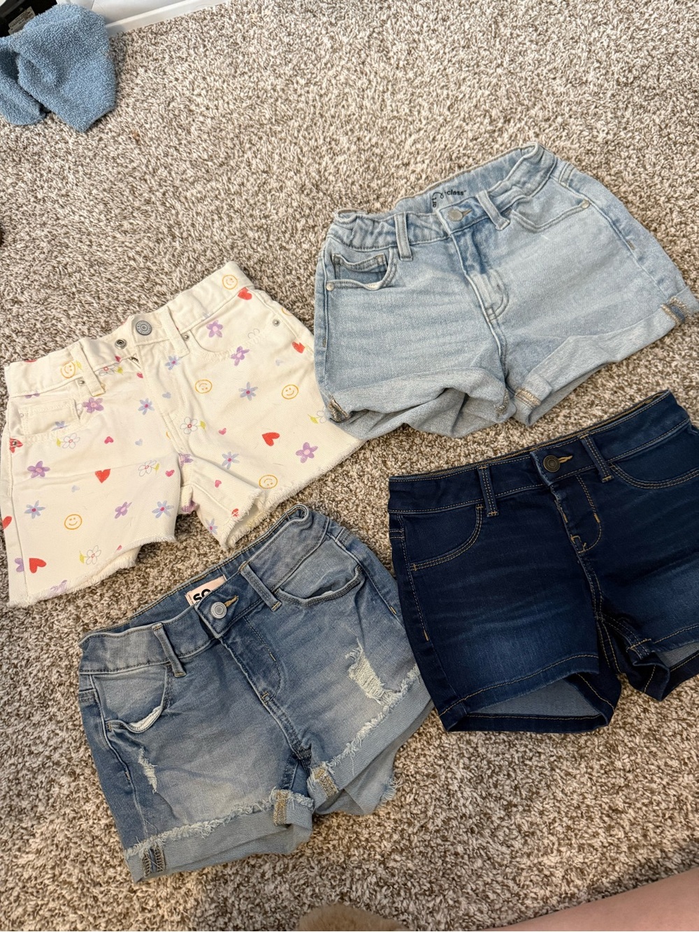 Old Navy Girls' Denim & Printed Shorts - Light Blue, Dark Blue, White